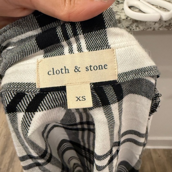 Cloth & Stone / Anthropologie | Black and White Plaid Flannel Jacket XS - Picture 5 of 5